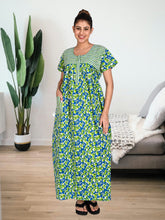 1600-Women's Pure Cotton Blended Printed Maxi Dress for Daily & Night Wear Floral Nighty